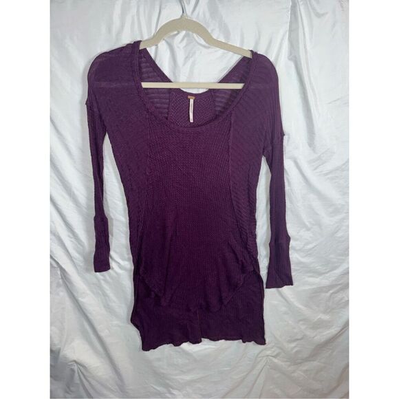 Free People Ventura Thermal Oversized High low Henley African Violet Size X-Smal - Picture 2 of 4